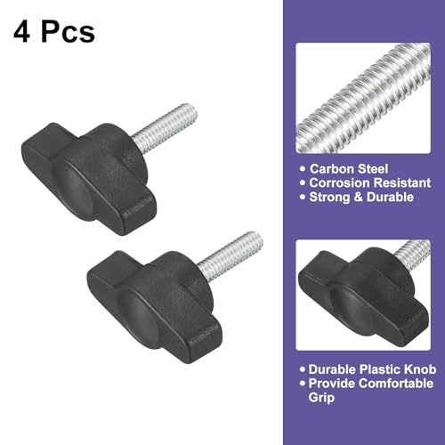uxcell 4Pcs Clamping Screw Knob, M4 x 16mm Metric Carbon Steel t Shaped Thumb Screws Handle for Quick Remove Hand Tightening Knob Replacement - size: M4 x 16mm