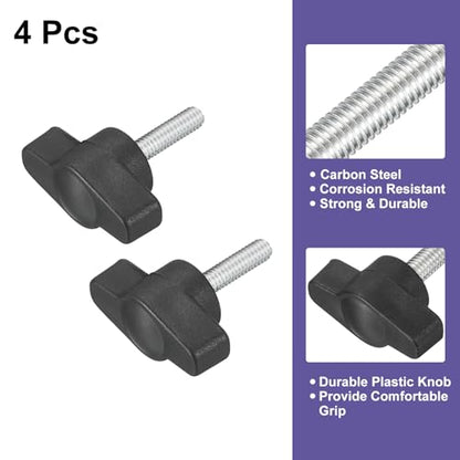 uxcell 4Pcs Clamping Screw Knob, M4 x 16mm Metric Carbon Steel t Shaped Thumb Screws Handle for Quick Remove Hand Tightening Knob Replacement - size: M4 x 16mm