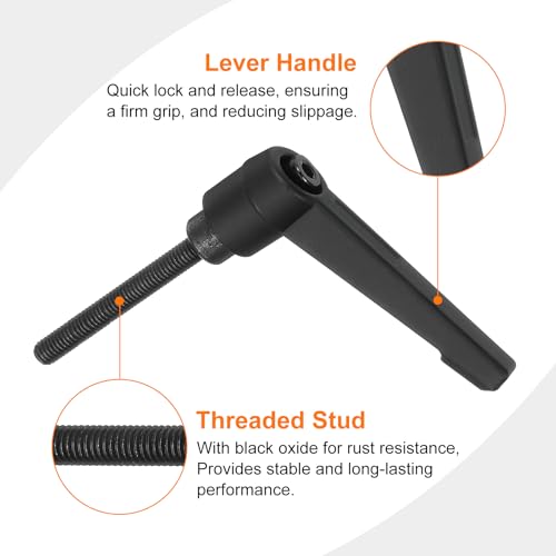 uxcell 2Pcs M5 x 40mm Adjustable Knobs Handle Male Thread Push Button Ratchet Quick Release Locking Rotating Bolt for Lathe Machinery, Black - size: M5 x 40mm