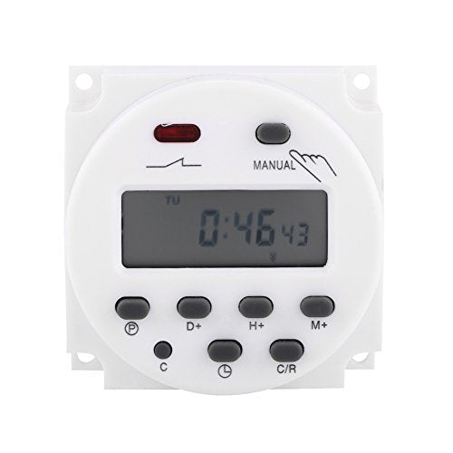 Programmable Relay Timer Switch, Digital Weekly Scheduling Control with Battery Backup Manual Override and LCD Display for Home HVAC White 1 Pack