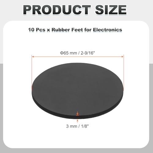 PATIKIL Non Slip Furniture Pads 2-9/16" (65mm x 3mm), 10 Pcs Adhesive Backed Round Rubber Feet Anti-Scratch Rubber Furniture Grippers for Hardwood Floor Electronics Bed Drawers DIY - size: 65mm x 3mm