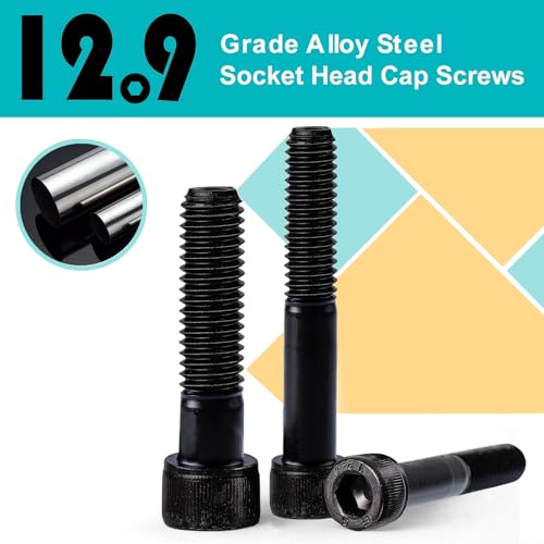 M8-1.25 x 90mm 8pcs Hex Socket Head Cap Screws Bolts, 12.9 Grade Alloy Steel, Black Oxide Finish, Metric Allen Drive, Half Thread - size: M8 x 90mm(8PCS)