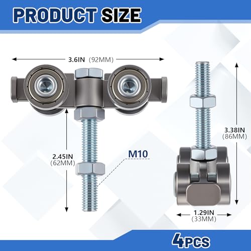 Tallew 4 Pcs Silver 4 Wheel Silent Trolley Assembly Roller, Bolt Style - size: Bolt Style