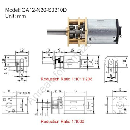 2Pcs DC 12V 160RPM GA12 N20 Micro DC Brushed Motor 3-12V 7.5-4000RPM Miniature DC Motor with Metal Gear for Arduino (12-160) - style: 12V 160 RPM