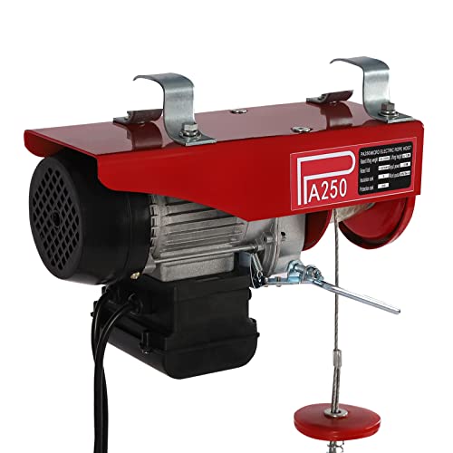 Electric Hoist, Electric Winch, Steel Electric Lift, 110V Electric Hoist with Remote Control and Single/Double Slings for Lifting in Factories, Warehouses, Construction Site (250kg/551lbs) - size: 250kg/551lbs
