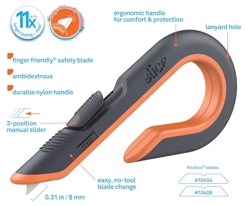 Slice - 10400 Box Cutter, 3 Position Manual Button with Ceramic Blade, Locking blade - color: Locking Blade, size: 1 Pack