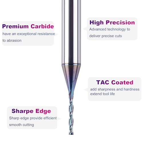 SpeTool 1/16 Inch Up Cut Spial Router Bit 1/4 Inch Shank with Extra Long Life Coating CNC Router Bit Plunge Woodworking Engraving Tool - size: 1/16" Dia -1/2" CL - 1/4" Shank, style: UP CUT
