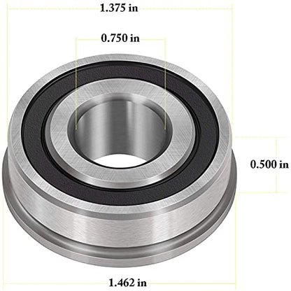 10pcs Flanged Ball Bearings ID 3/4" x OD 1-3/8" for Lawn Mower, Wheelbarrows, Carts & Hand Trucks Wheel, Alternative to 532009040, AM118315, AM127304, 10513, 251210 Etc. - size: ID 3/4" x OD 1-3/8"