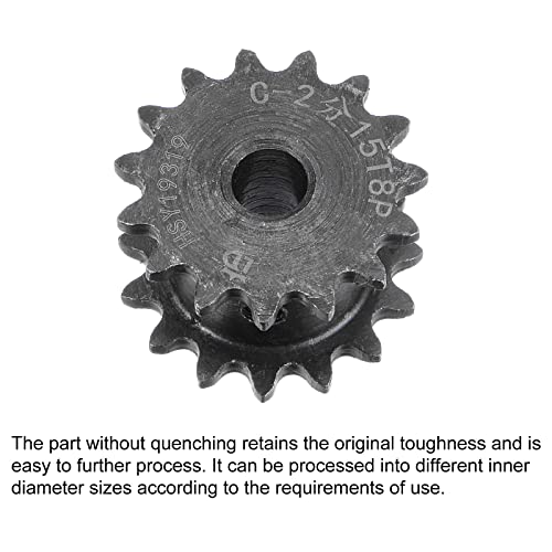 uxcell 15 Tooth #25 Chain Roller Sprocket, Double Strand 1/4" Pitch, 8mm Bore Black Oxide C45 Carbon Steel for ISO 04C Chains - size: 15 Tooth