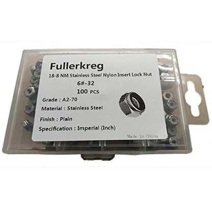 Fullerkreg 6-32 Nylon Insert Hex Lock Nut - size: 6-32 (100 Pack)