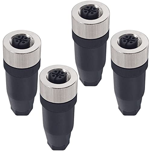 M12 4-Pin Female Circular Aviation Connector Plug 12mm Waterproof Circular Aviation Connector Plug Adapter 4 Pack - color: Female, size: 4Pin Straight