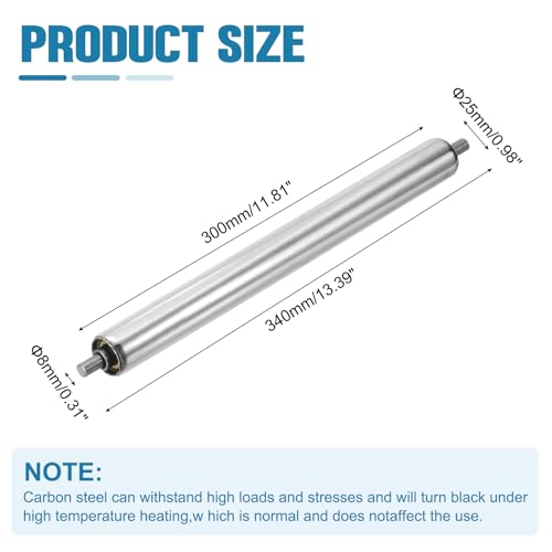 MECCANIXITY Stainless Steel Conveyor Roller 1" Diameter 12" Length Gravity Transmission Replacement Part Galvanized End (Silver) - size: 1"x12"