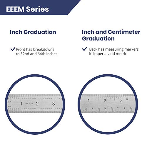Pacific Arc Stainless Steel Ruler Inch and Metric, with 32nd and 64th Graduations, 18 Inches - style: 18 In