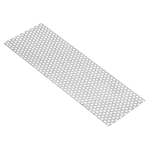 PATIKIL 11.8" x 4" 304 Stainless Steel Perforated Sheet, 0.2" Hole 19GA Expanded Metal Mesh Plate Screen Decorative Meshes for Ventilation Grill Smoking - size: 11.8" x 4"