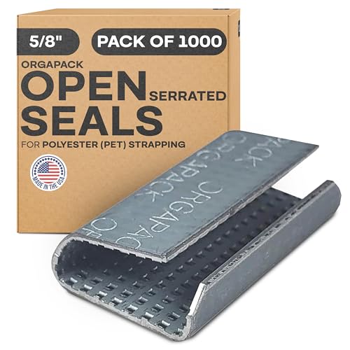 IDL Packaging Orgapack Open Serrated Seals for 5/8" Polyester (PET) Strapping, Pack of 1000 - USA-Made Superior Holding Power Metal Clips for Banding, Packing - Orgapack Patented Serrated Pattern - color: Pack of 1000, size: 5/8" Orgapack Premium