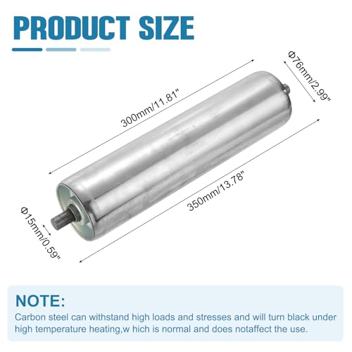MECCANIXITY Stainless Steel Conveyor Roller 3" Diameter 12" Length Gravity Transmission Replacement Part Galvanized End (Silver) - size: 3"x12"
