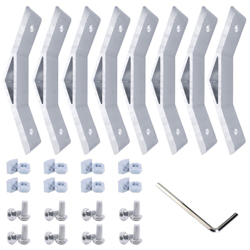 8Sets 1010 Aluminum Extrusion 135 Degree Bracket,8pcs 135 Degree Corner Brackets,with 16pcs Sliding T Nuts and Screws for 10 Series Extruded Aluminum Rail Accessories(Silver) - style: 8 Sets Silver 25S 135Degree