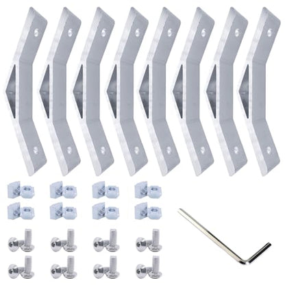 8Sets 1010 Aluminum Extrusion 135 Degree Bracket,8pcs 135 Degree Corner Brackets,with 16pcs Sliding T Nuts and Screws for 10 Series Extruded Aluminum Rail Accessories(Silver) - style: 8 Sets Silver 25S 135Degree