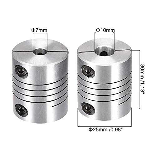 uxcell Motor Shaft 7mm to 10mm Helical Beam Coupler Coupling 25mm Dia 30mm Length - size: 7mm to 10mm