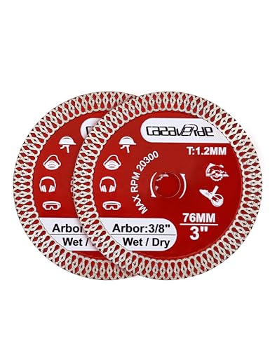 Casaverde 2 Pcs of 3" Diamond Tile Blade,Super Thin Porcelain Blade 76mm with 3/8" Arbor for Cutting Ceramic Tile,Stone Tile - size: 3 inch (2 pc)