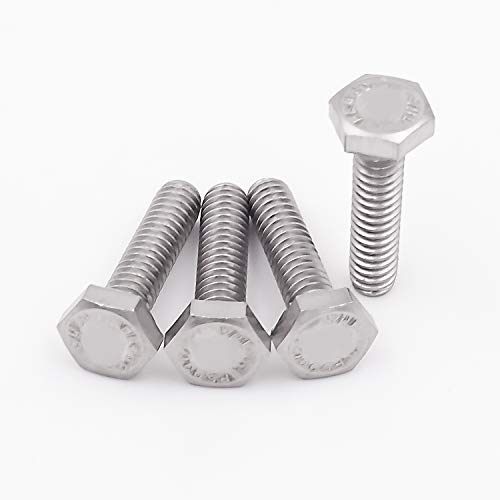KINJOEK 100 Pieces 1/4-20 x 1-1/2 Inch Stainless Steel Hex Bolts, Hex Head Cap Screw Bolts, 18-8 304 S/S Fully Threaded Hexagon Bolts Fastener - size: 1/4-20 x 1-1/2 Inch