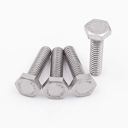 KINJOEK 100 Pieces 1/4-20 x 1-1/2 Inch Stainless Steel Hex Bolts, Hex Head Cap Screw Bolts, 18-8 304 S/S Fully Threaded Hexagon Bolts Fastener - size: 1/4-20 x 1-1/2 Inch