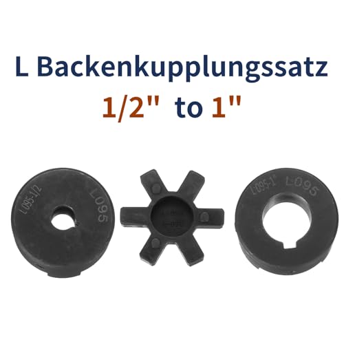 uxcell 1/2" to 1" L095 Flexible 3-Piece L-Jaw Coupling Coupler Set & Buna-N NBR Rubber Spider for Log Splitter Hybrid Equipment - size: 1/2 " to 1"