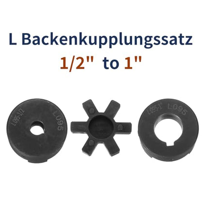 uxcell 1/2" to 1" L095 Flexible 3-Piece L-Jaw Coupling Coupler Set & Buna-N NBR Rubber Spider for Log Splitter Hybrid Equipment - size: 1/2 " to 1"
