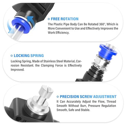 TAILONZ 6mm OD SCF-6 Air Flow Control Valve Push-to-Connect Fitting 5PCS - size: 6mm/Blue/5PCS