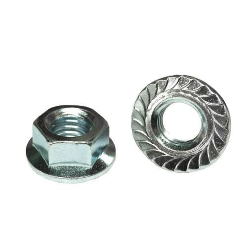 (10) 7/16-20 Hex Serrated Flange Nuts Case Hardened Zinc Clear