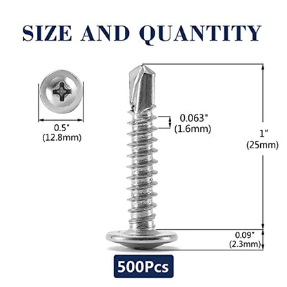 #10 x 1 Sheet Metal Screws 500PCS 410 Stainless Steel Truss Head Fast Self Tapping Screws by SG TZH - color: Silver, size: #10 x 1"