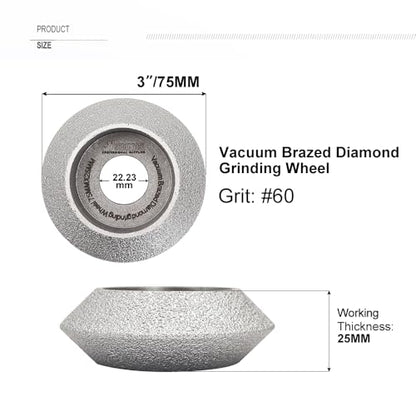 SHDIATOOL 3 - inch Diamond Hand Profile Wheel Height 25mm Convex Curve Edge Grinding Disc Grooving for Stone Marble Granite Rock - size: 25mm Height v shape