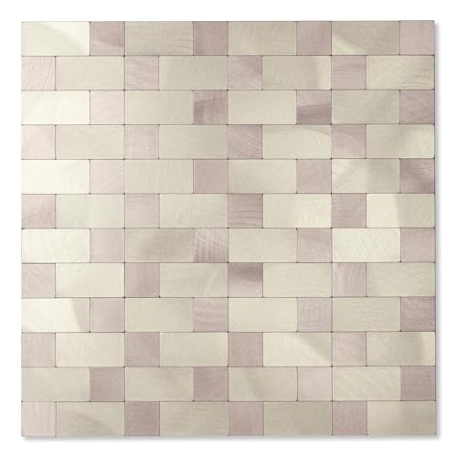Yipscazo Peel and Stick Backsplash Tile, Stick on Stainless Steel Backsplash Metal Tiles for Kitchen Walls in Champagne Gold (12''x12'',10 Sheets) - color: Champagne Gold