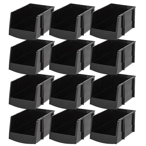 IRIS USA 12 Pack Stackable Storage Bins Open Front Plastic Organizer Caddy Basket, Hardware Crafts, Small Parts, Nuts/Bolts, Garage Tools, Jumbo - size: Jumbo - 12 pack