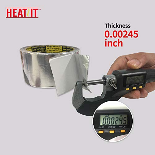 HEATIT aluminum Foil Tape Professional grade 2 inch x 30 feet (10yard length) Thick 5.3mil (2.4mil foil and 2.9mil backing paper) For HVAC, Ducts, Pipes, Metal repair, Heating Cable application etc