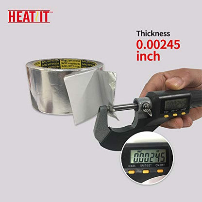 HEATIT aluminum Foil Tape Professional grade 2 inch x 30 feet (10yard length) Thick 5.3mil (2.4mil foil and 2.9mil backing paper) For HVAC, Ducts, Pipes, Metal repair, Heating Cable application etc
