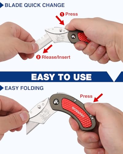 WORKPRO Folding Utility Knife Set, 3-Piece Colorful Box Cutters