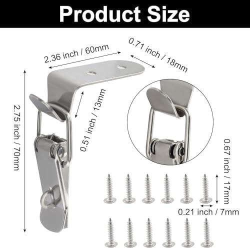8PCS 90-Degree Tool Box Latches, Stainless Steel - size: with keyholes