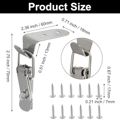 8PCS 90-Degree Tool Box Latches, Stainless Steel - size: with keyholes