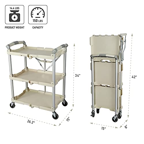 Olympia Tools 89-351 Pack-N-Roll Folding Collapsible Service Cart, 150LB Capacity, White - color: White, size: 150LB