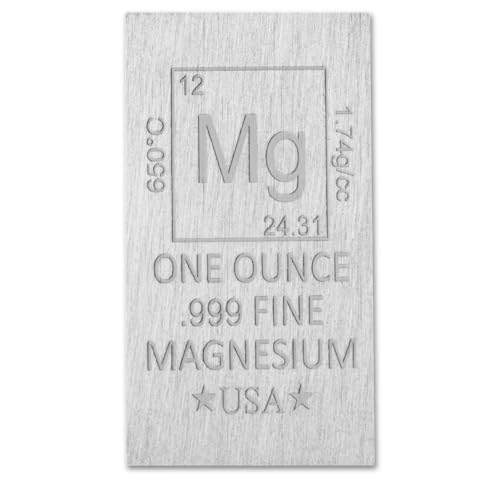 1 oz Magnesium Bar (Flat Style) .999 Pure Paperweight - color: Magnesium