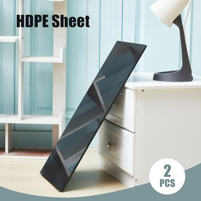 2 Pcs 1/4" Thick HDPE Plastic Sheets Hard HDPE Polyethylene Sheets, Black
