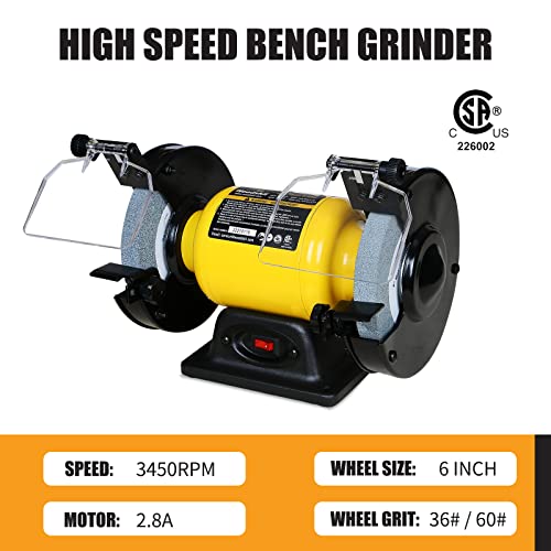 Woodskil 6" 1/2HP High Speed Bench Grinder for sharpening,CSA Listed - size: 6" High Speed Grinder