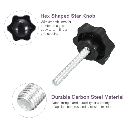 UXCELL 4Pcs M6 x 45mm Star Knobs, Plastic Hex Shaped Clamping Screw Hand Tightening Replacement Knob for Umbrella Base - size: M6 x 45mm