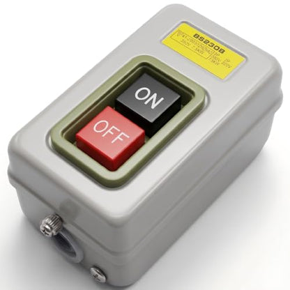 AC 220V/380V Push Button Switch, 3 Phase Self-Locking Motor Start Stop Switch, 10A ON/Off Electric Motor Control Station for Mechanical Equipment Industrial Machinery BS230B