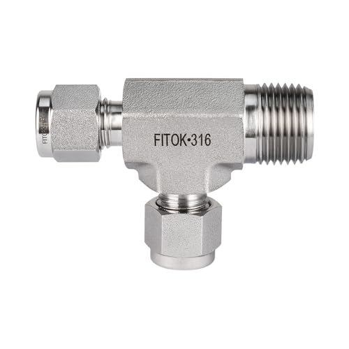 316 Stainless Steel Compression Fitting Male Run Tee 1/8" Tube OD x 1/4" Male NPT x 1/8" Tube OD, SS-TMT-FL2-NS4 - size: 1/8" OD x 1/4" MNPT x 1/8" OD