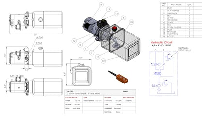 Hydraulic Pump for Dump Trailer 12 Volt DC Double Acting - Solenoid Hydraulic Power Unit 12 Quart Plastic Tank - Dump Trailer Electric Hydraulic Power Pack - size: 12 Quarts