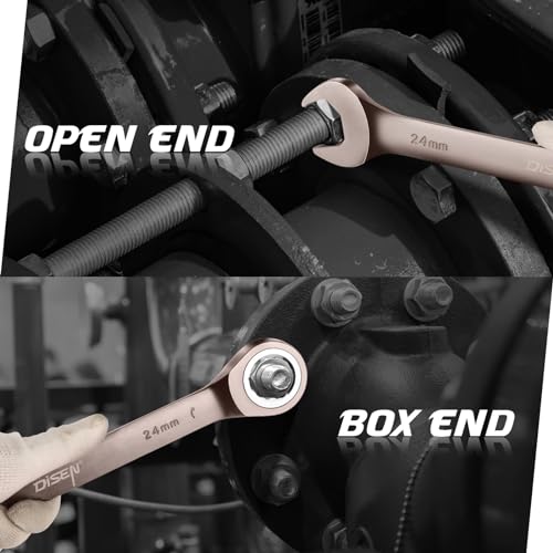 DISEN 8pcs Large Wrench Set Nickel Plating Jumbo Ratcheting Wrench Set - color: Black Nickel