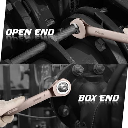 DISEN 8pcs Large Wrench Set Nickel Plating Jumbo Ratcheting Wrench Set - color: Black Nickel