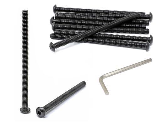 iexcell 10 Pcs 1/4-20 x 4 Stainless Steel 304 Hex Socket Button Head Cap Screws Bolts, Black Oxide Finish, with Hex Key Spanner - size: 1/4-20 x 4"